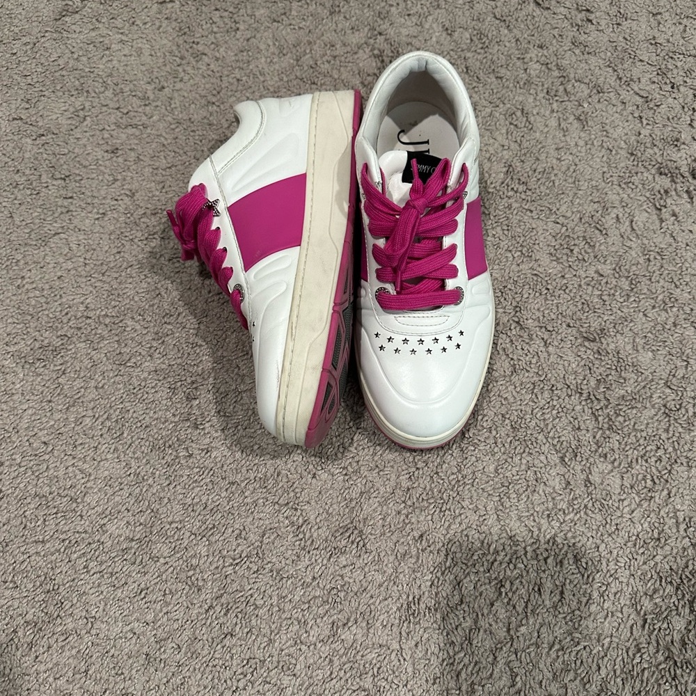 Jimmy Choo Hawaii Platform Sneaker: Pink and White Star Sneakers